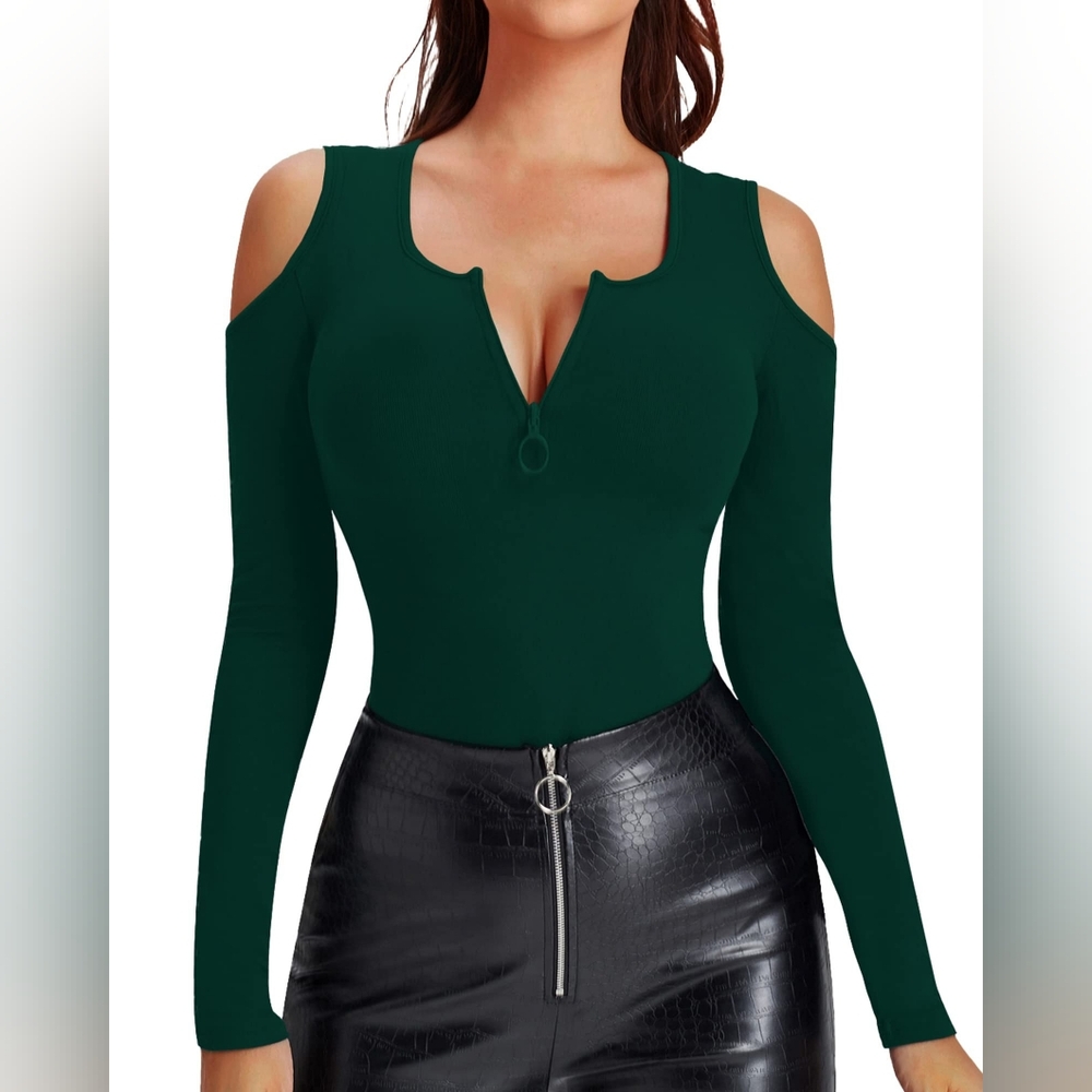 Elegant Green Cold Shoulder Top